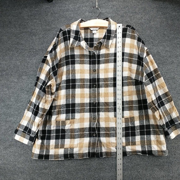 CJ Banks Women's Button Front Shirt Multi 3X Plaid Flannel Long Sleeve Cotton - Picture 9 of 12